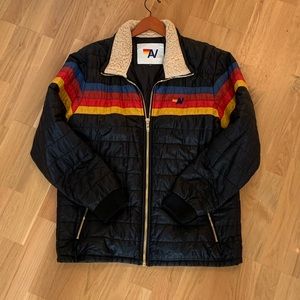 Aviator Nation 4 stripe puffer jacket